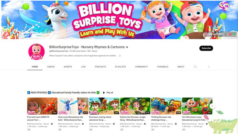 Top kênh Youtube tăng Sub nhanh nhất thế giới - BillionSurprise Toys