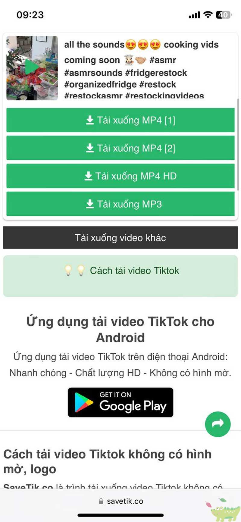 Tải nhạc TikTok sang MP3 bằng Savetik 